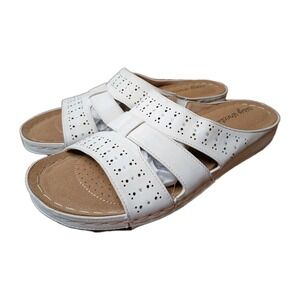 Easy Street White Open Toe Slide Sandals Casual Comfort‎ Women Size 9.5 M #1141
